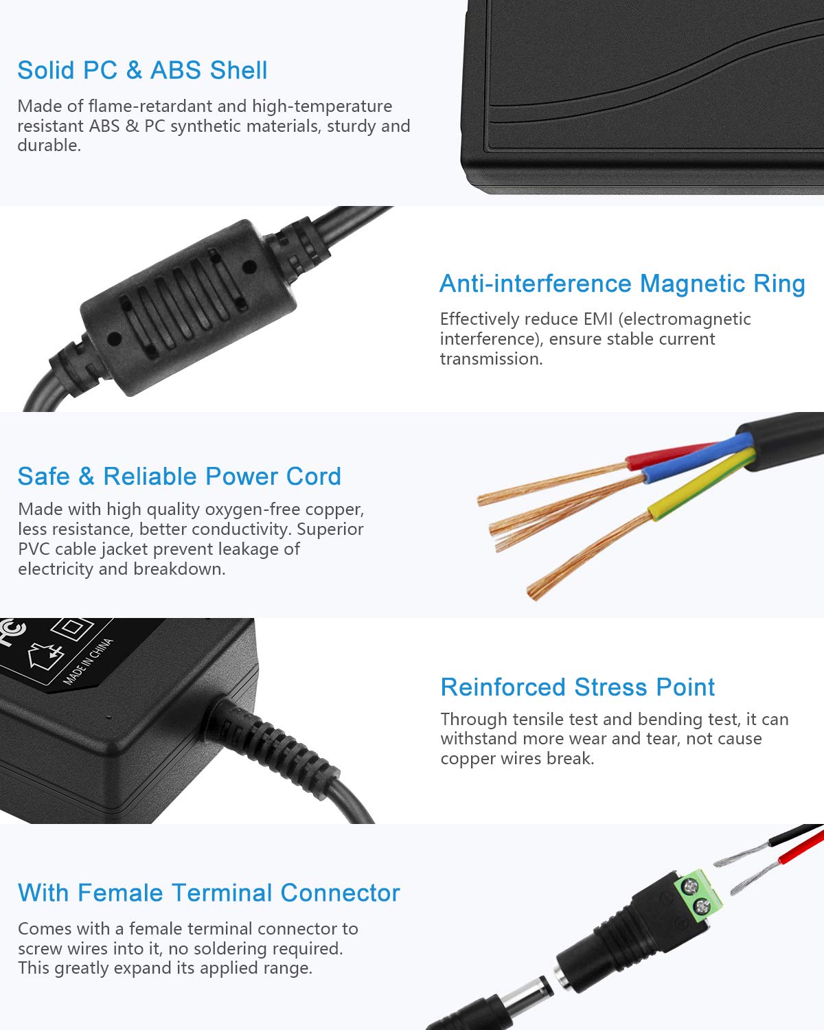 ALITOVE 24V 3A 72W AC to DC Adapter Power Supply Converter AC 100V ~ 240V to DC 24V 3amp Transformer with 5.5x2.1mm DC Output Jack for 5050 3528 LED…
