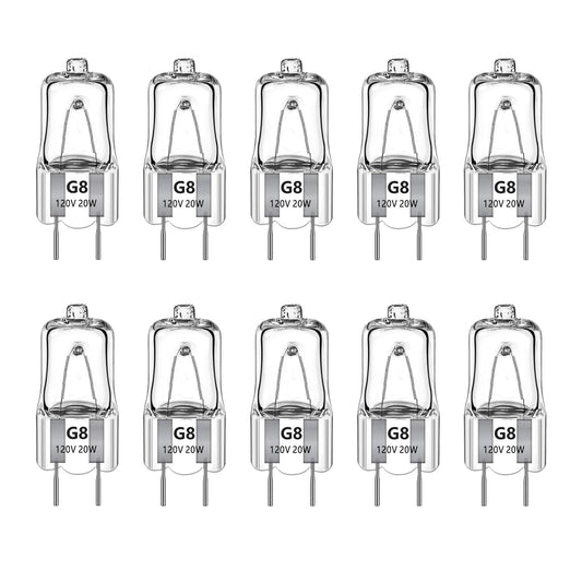 BuiBettFu G8 Halogen Light Bulbs 20W Dimmable 120V Under Cabinet Lighting for Microwave Oven Replacements,for Candle Warmer Light Bulbs, Wax melt