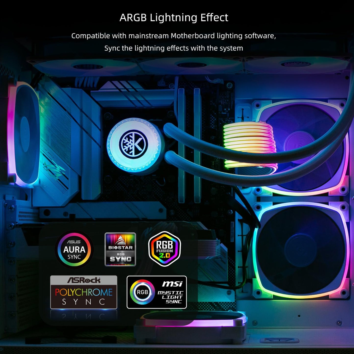 KINGCOOL Aqua Freeze AIO Cooler 360mm Radiator Liquid CPU Cooler RGB All-in-One Water Cooling System, 3x120mm ARGB Fans, AMD AM5/AM4 Intel