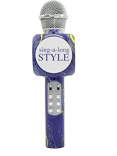 Wireless Express - Sing-Along Bling Bluetooth Karaoke Microphone and Bluetooth Stereo Speaker All-in-One (Swirl Purple)
