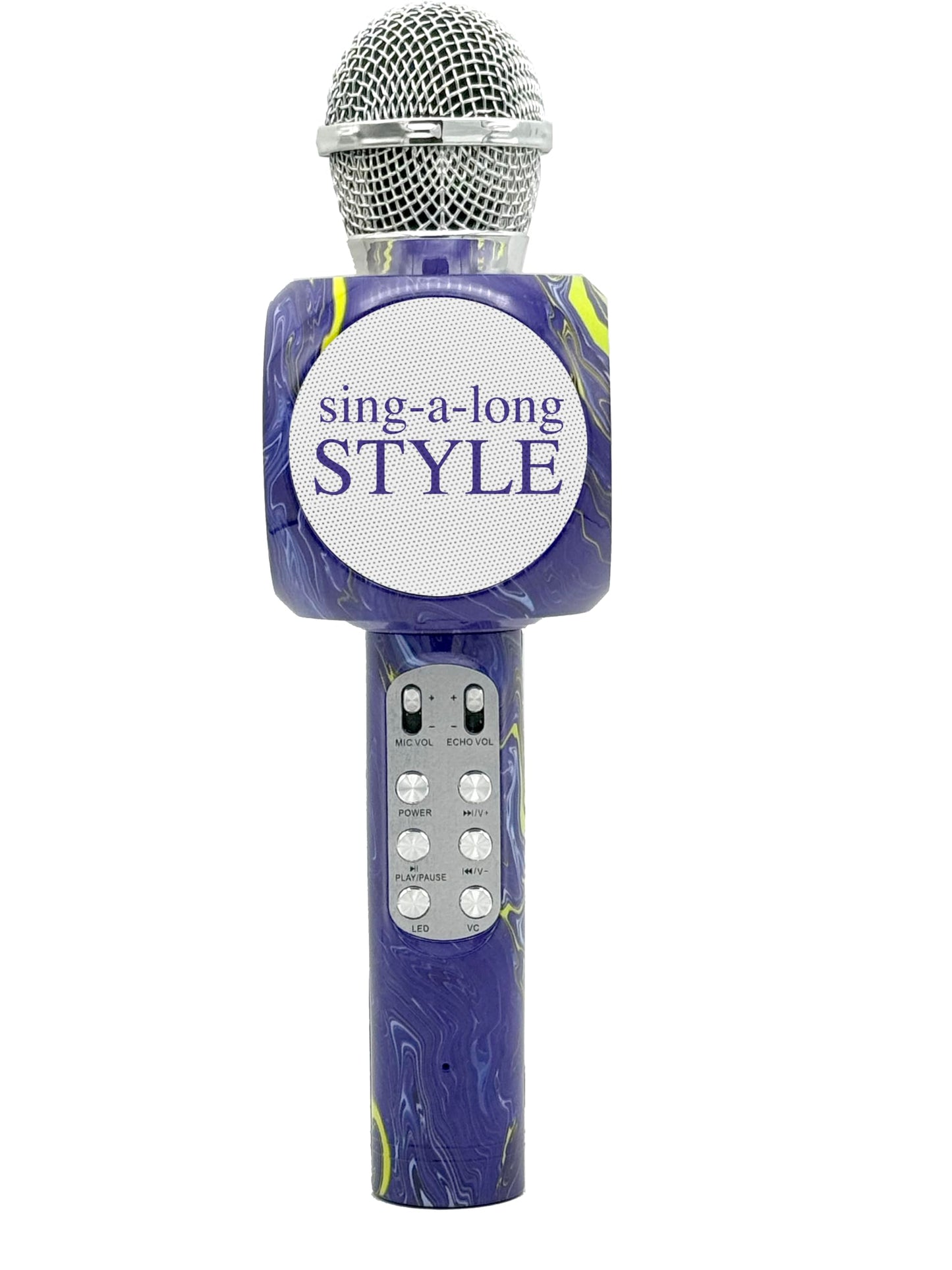 Wireless Express - Sing-Along Bling Bluetooth Karaoke Microphone and Bluetooth Stereo Speaker All-in-One (Swirl Purple)