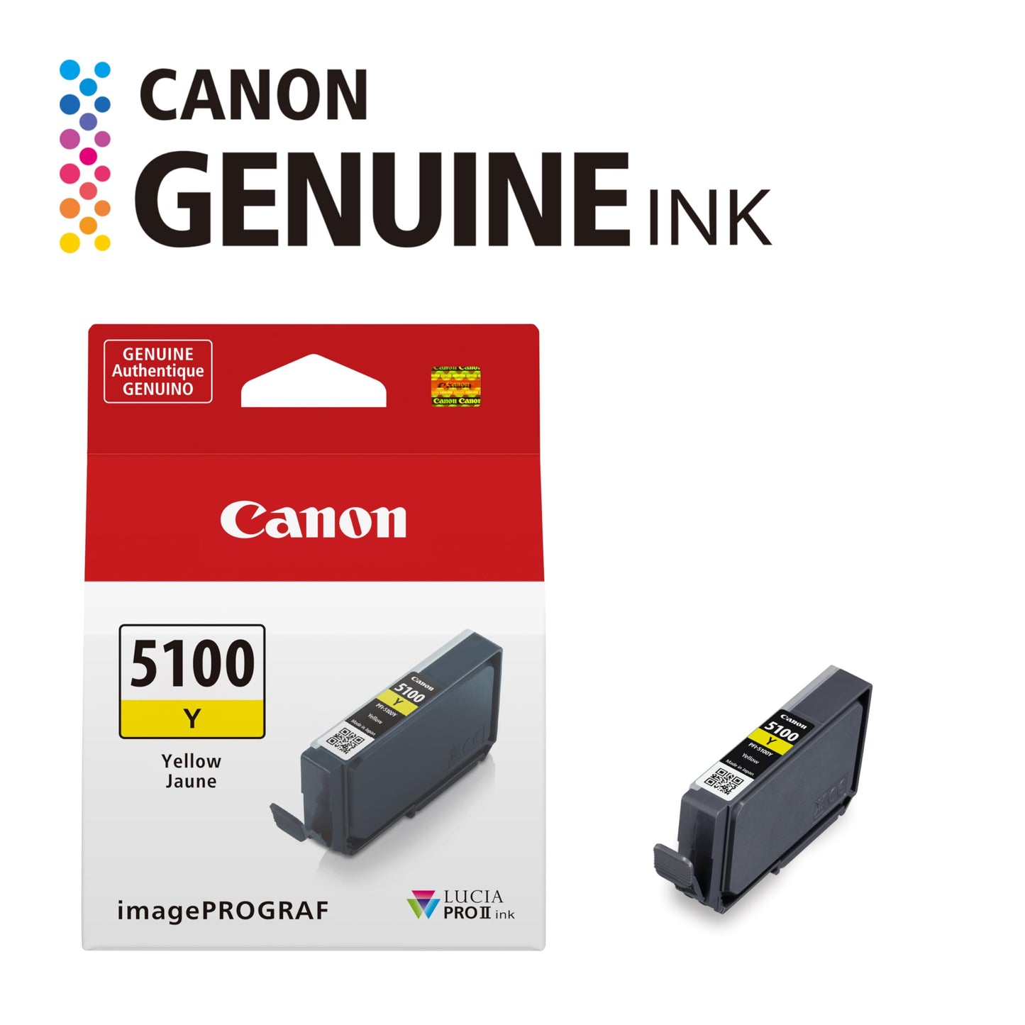 Canon PFI-5100 Genuine Yellow Ink Tank, Compatible with ImagePROGRAF PRO-310 Printers
