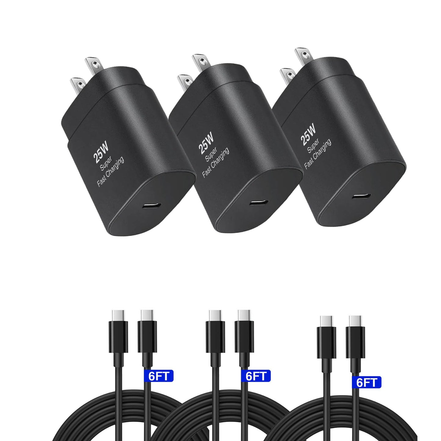 Type C Charger, 25W Type C Fast Charging Block, with USB C Charger Cable Compatible Galaxy S24/S23/S22/S22 Ultra/ S21/S21 Ultra/S20/ S20 Plus/ S20