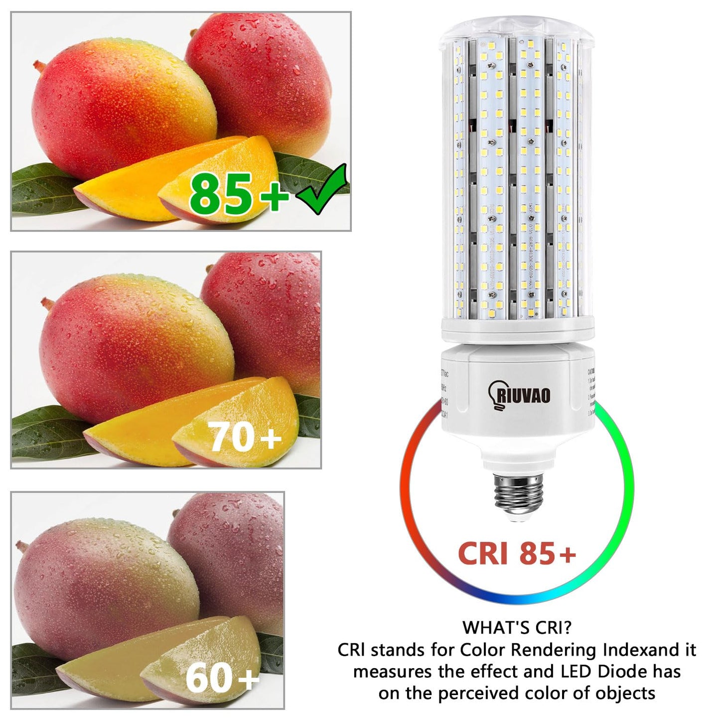 RIUVAO 2 Pack 100W LED Corn Bulb, E26 /E39 Base Led Corn Light Bulb, Super Bright 15000lm 5000k Led Bulb, 1000W Equivalent CFL Metal Halogen HID