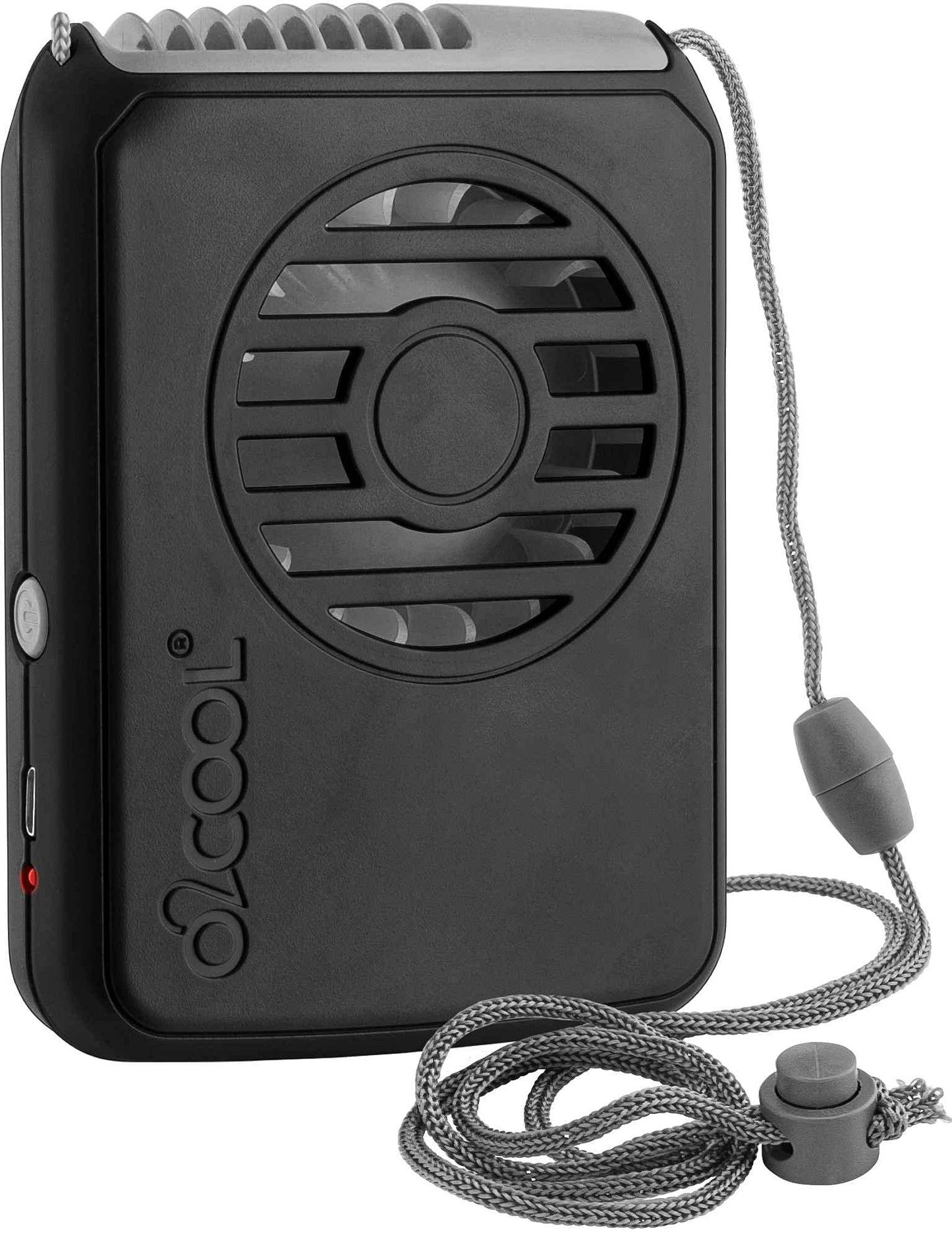 O2COOL Personal Rechargeable Neck Wearable Lanyard Fan Dark Black