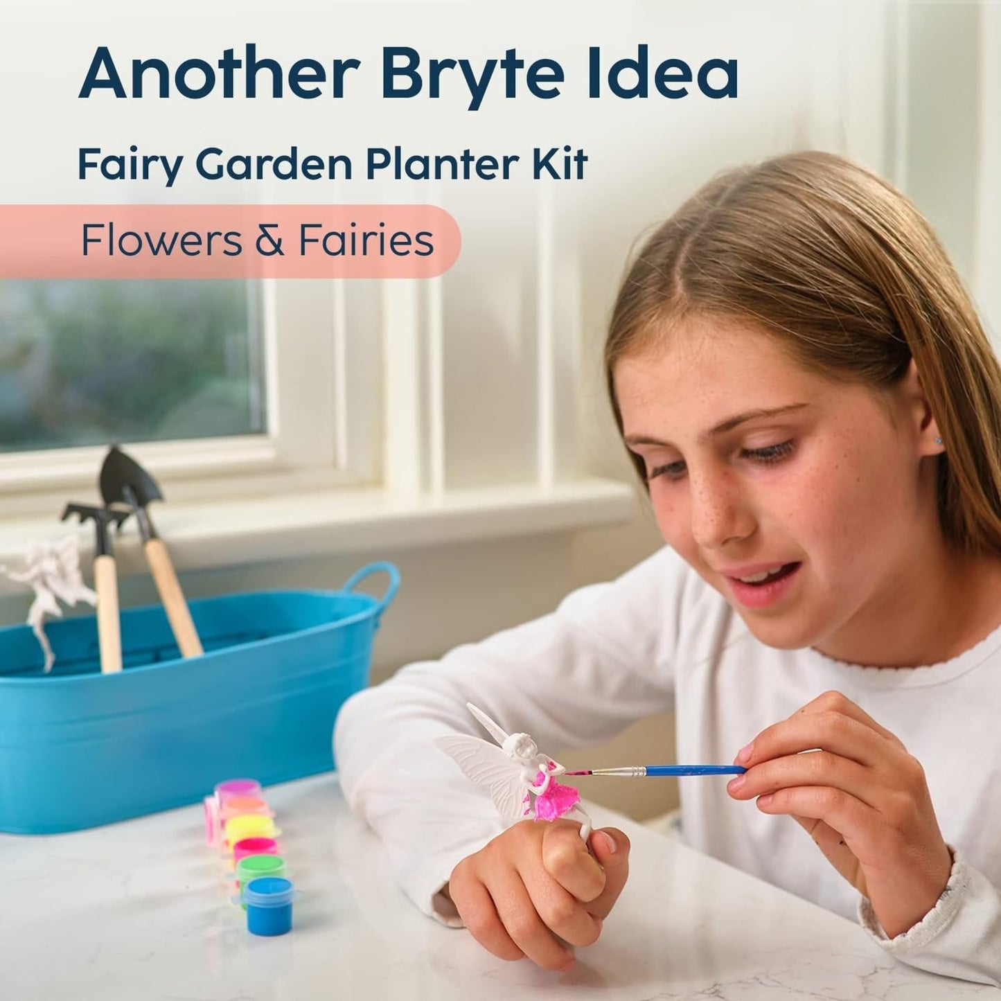 BRYTE Unicorn Terrarium Kit for Kids - Ages 4-12 - Fairy Garden Craft Set with Paint & Fairy Lights - Flower Planting & Grow Kit with Seeds & Tools