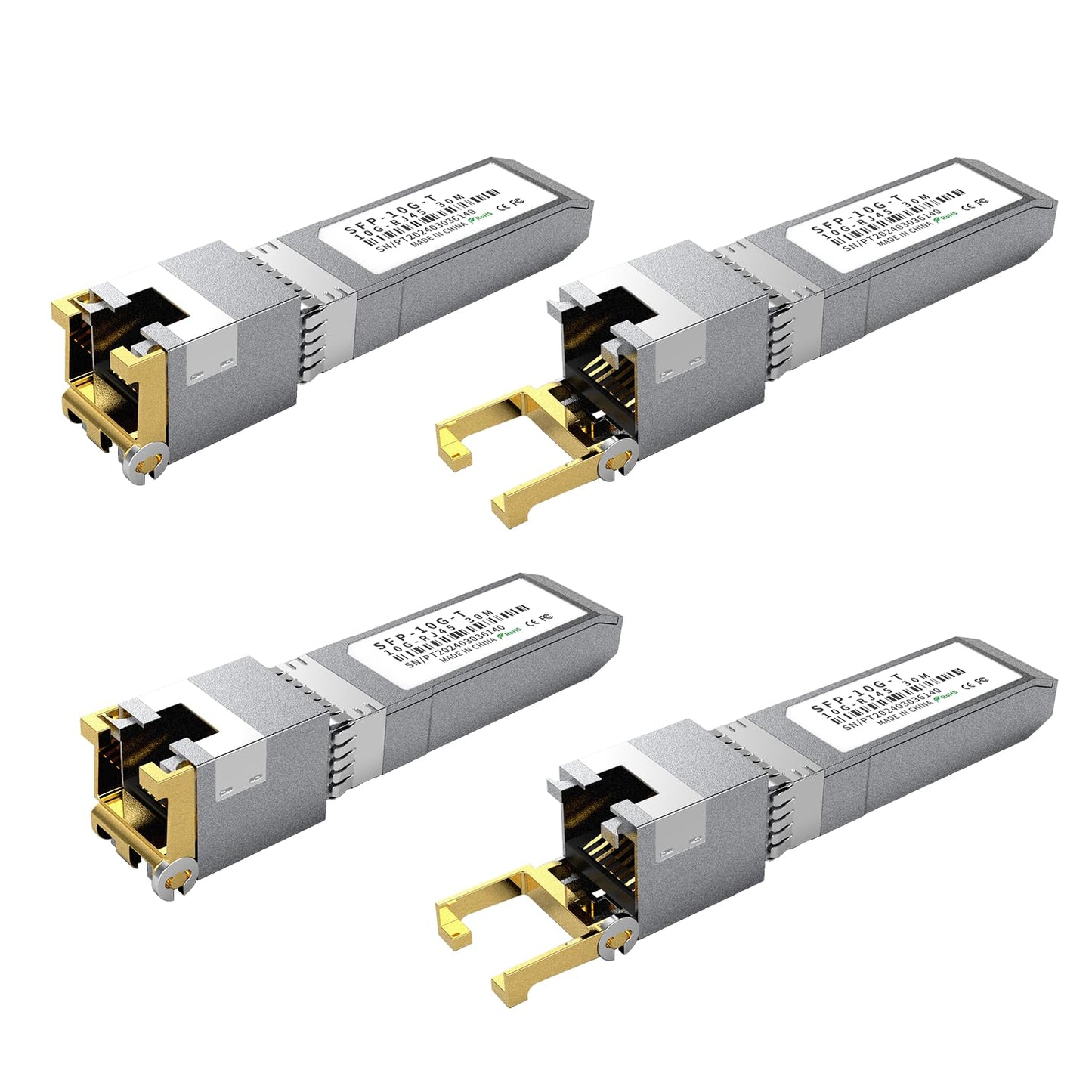 4PCS 10GBASE-T SFP+ RJ45 Copper Transceiver Module, Multi-Rate 1.25G/2.5G/5G/10G up to 30m - Compatible with TP-Link, Cisco SFP-10G-T-S, Ubiquiti
