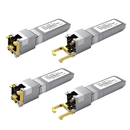 4PCS 10GBASE-T SFP+ RJ45 Copper Transceiver Module, Multi-Rate 1.25G/2.5G/5G/10G up to 30m - Compatible with TP-Link, Cisco SFP-10G-T-S, Ubiquiti
