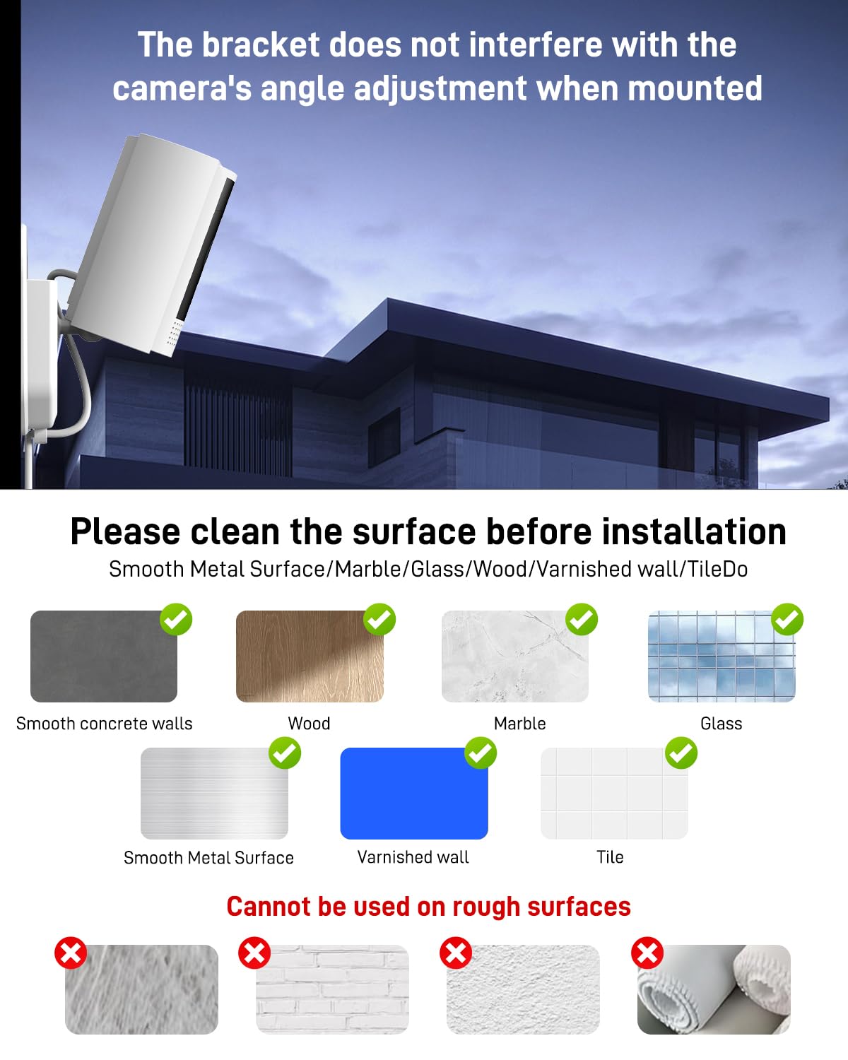 No Drill Ring Indoor Cam Adhesive Wall Mount Bracket, Strong Durable Adhesive Camera Mount Stand for Ring Indoor Cam and Indoor Cam Plus/Blink Mini