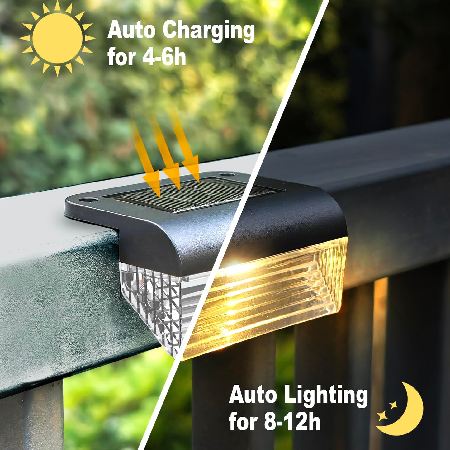Srtyuo Solar Fence Lights Outdoor - 12 Pack Deck Lights 3000k Fence Lights Solar Powered, IP55 Waterproof Step Light for Patio, Yard, Backyard, Garden