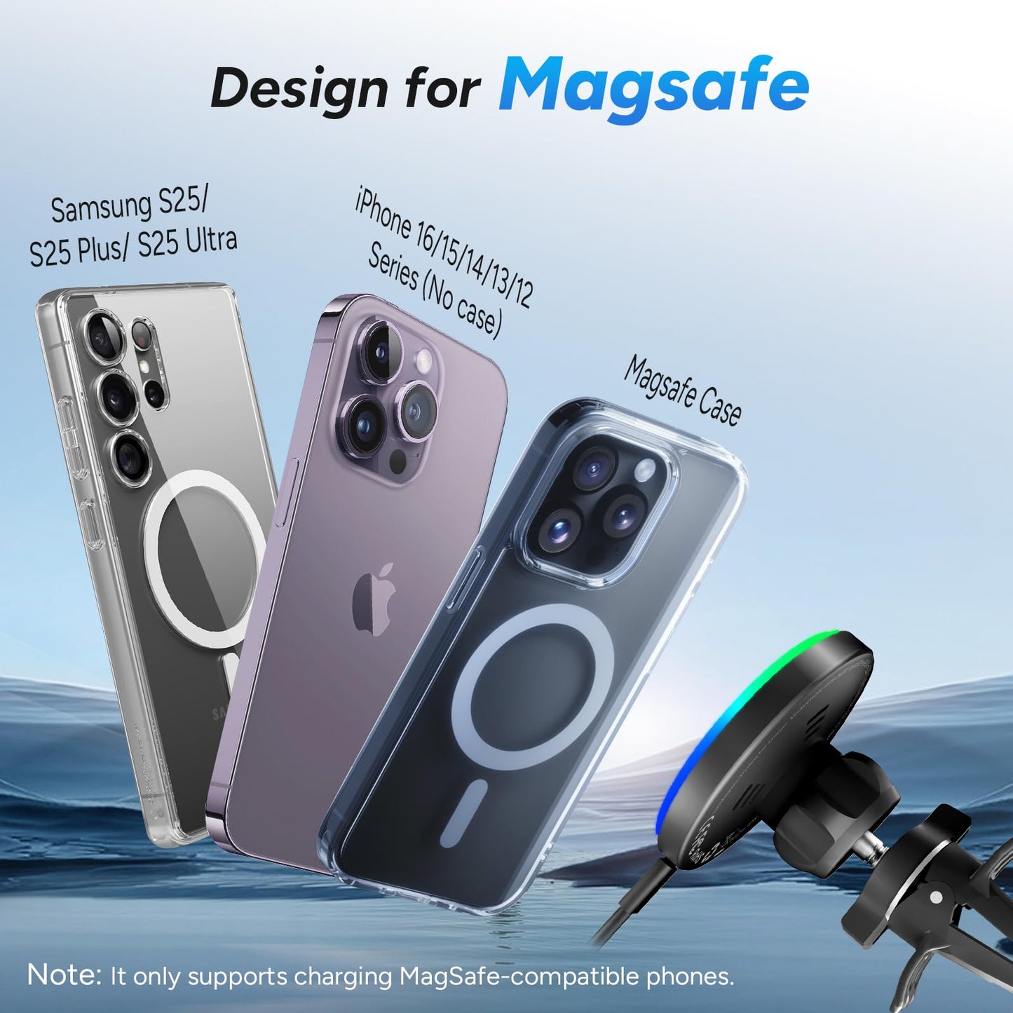 Lecork for Magsafe Car Mount Charger, 15W Air Vent Magnetic Wireles Car Mount Charger for iPhone 16 Pro Max Accessories, Car Phone Holder for iPhone