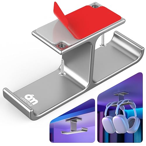 All Aluminum Headset Headphone Stand Hanger Under Desk Designed [Patented] Headphone Holder Hook by Strong Adhesive & Screws,PC Gaming Accessories
