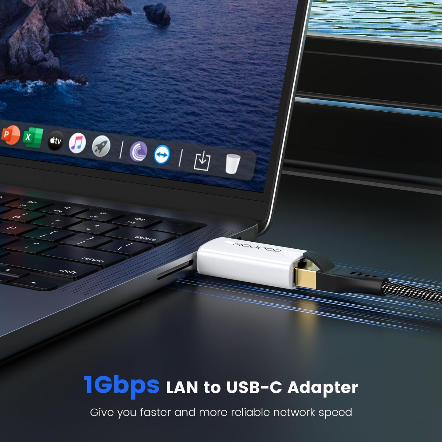 MOGOOD USB-C to Ethernet Adapter, Thunderbolt 4/3 to RJ45