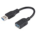 StarTech.com 6in Short USB 3.0 (5Gbps) Extension Adapter Cable (USB-A Male to USB-A Female) - USB 3.2 Gen1 Port Saver Cable - Black (USB3EXT6INBK)