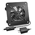 ZXWATC USB Cabinet 80mm Quiet Cooling Fan System with Speed Control, Metal 4" USB Powered AV Cabinet Fan for Home Theater, Game Console, Network