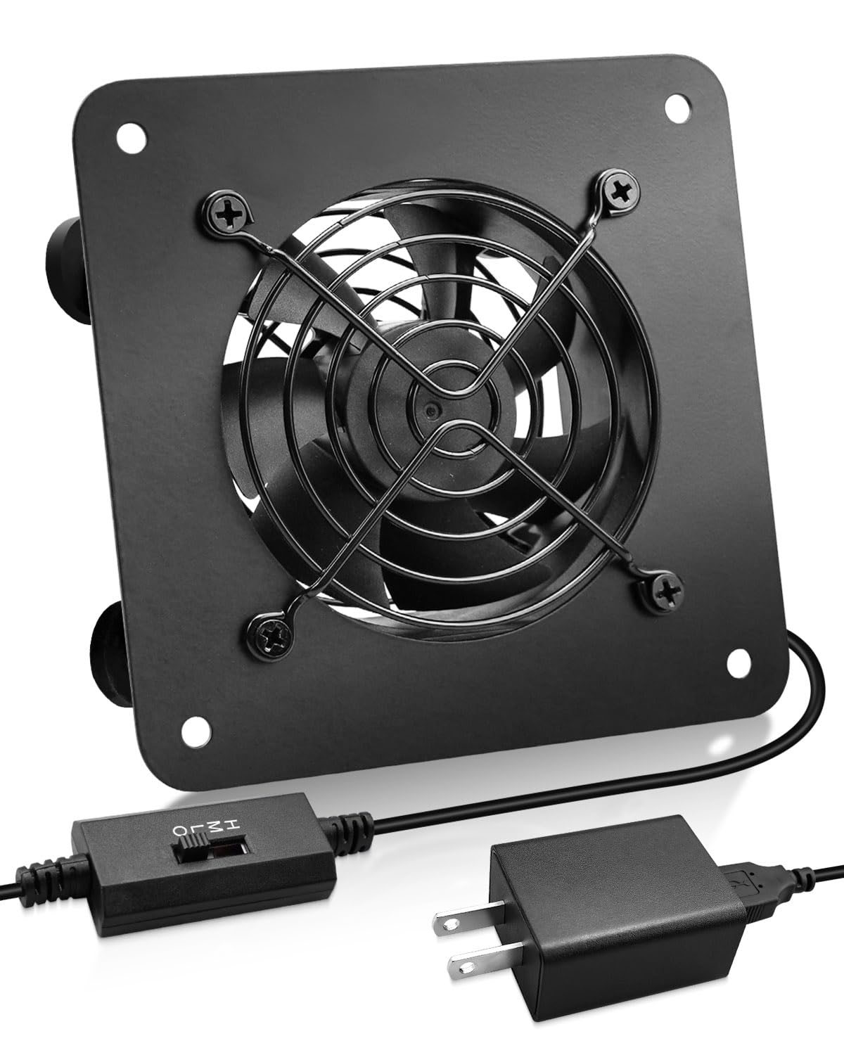 ZXWATC USB Cabinet 80mm Quiet Cooling Fan System with Speed Control, Metal 4" USB Powered AV Cabinet Fan for Home Theater, Game Console, Network