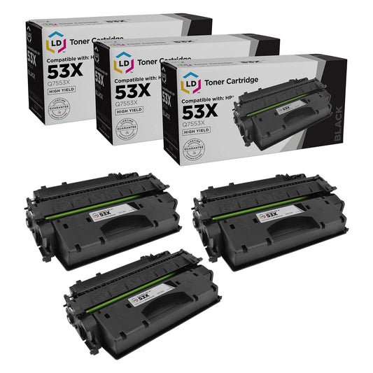 LD Products Replacement Toner Cartridge Compatible with HP 53X Q7553X High Yield (Black, 3Pk) Compatible with HP Printer LaserJet P2015, P2015d