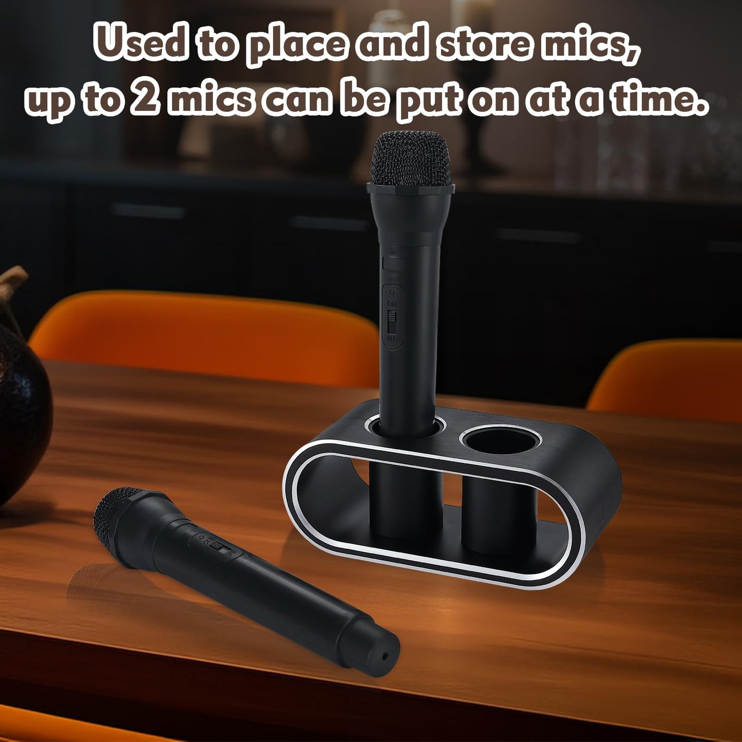 WikrOck Metal Aluminum Alloy Desktop Microphones Storage Holder, Stand Support Base For Wireless Microphones, Fashionable Tabletop Mics Organizer (M