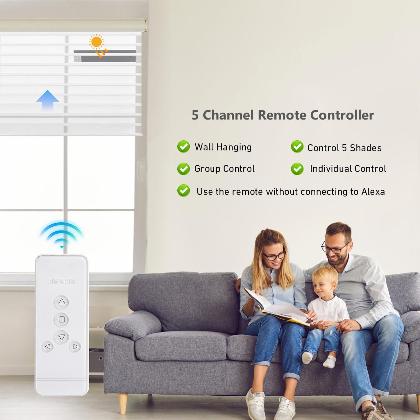 Replacement Remote for Roller Blinds - 5-Channel Compatible with Rollerhouses ERB22/ERB25/EY1612/EY2512 Motors - NOT Universal (Verify Your Original