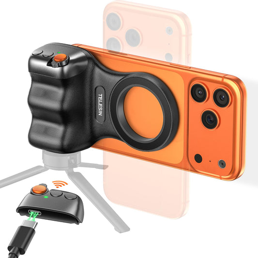 Jeebel Magnetic Phone Camera Grip, Smartphone Holder Selfie Handle Snap with Wireless USB Remote Control & 1/4” Screw Mount, Camera Stabilizer