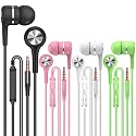 YNR 4 Pairs Wired Earbuds with Microphone & Volume Control, in Ear Earphones for School, Noise Islating High Definition, for 3.5mm Jack iPhone iPad