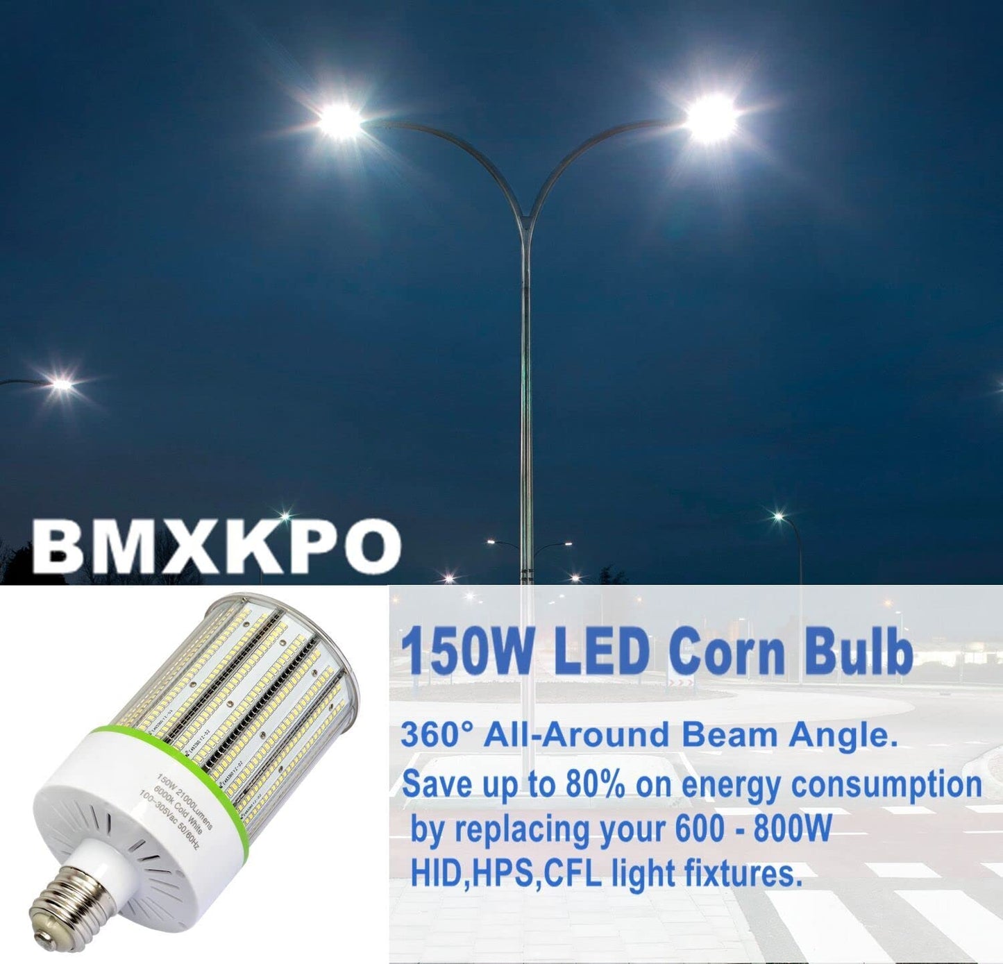 BMXKPO 150W LED Corn Lights,E39 Mogul Base Led Bulb 5000K Daylight Commercial Grade Corn Light Bulbs for Warehouse Parking Lots High Bay Street Light