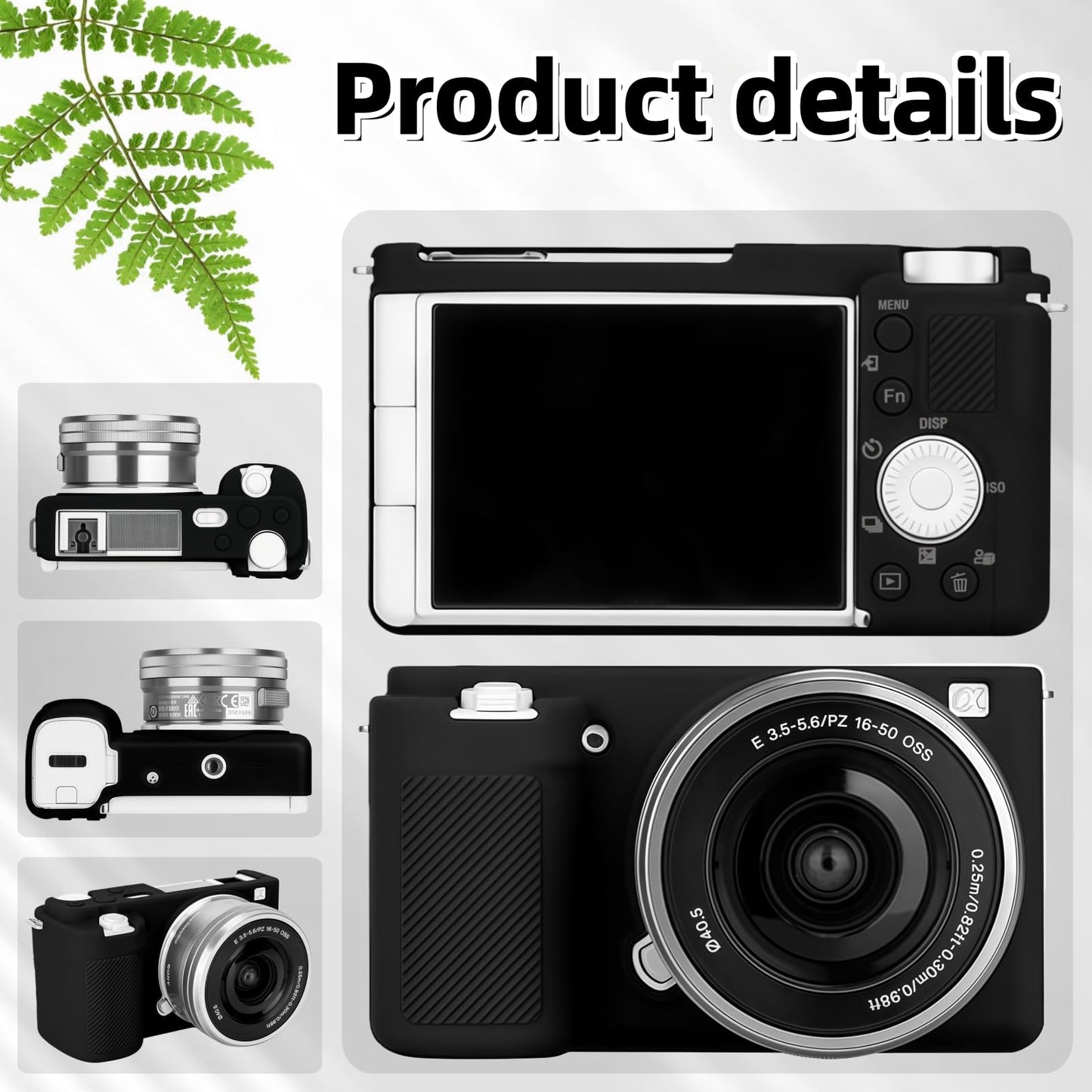 SZHSYJY ZV-E10 Case, Soft Silicone Protective Case for Sony ZV-E10 ZVE10 Camera,Comes with 2 Screen Protectors and 1 Wrist Strap. (Black)