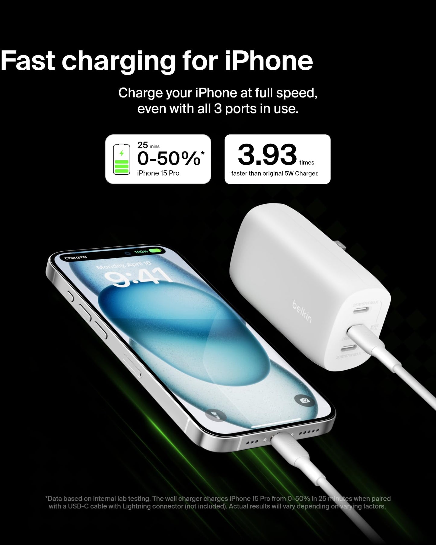 Belkin 3-Port USB C Charger Block 67W - PPS, USB-C PD3.1 Super Fast Charging Charger - Samsung Galaxy S25, Apple iPhone 17, Air, Pro, MacBook