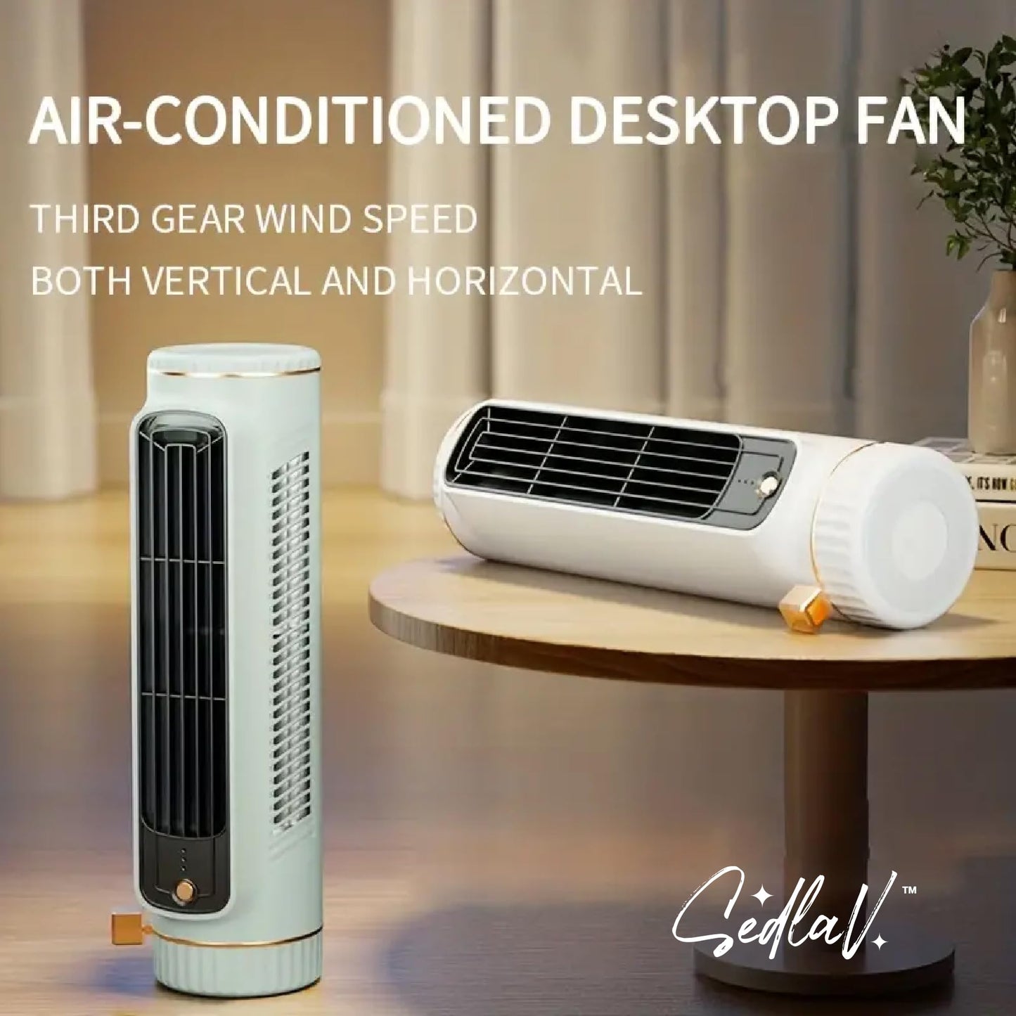 SEDLAV Household Tower Fan - Versatile, Energy-Saving Oscillating Desk Table Fan with 3-Speed Settings - Compact Space-Saving Solution for Bedrooms
