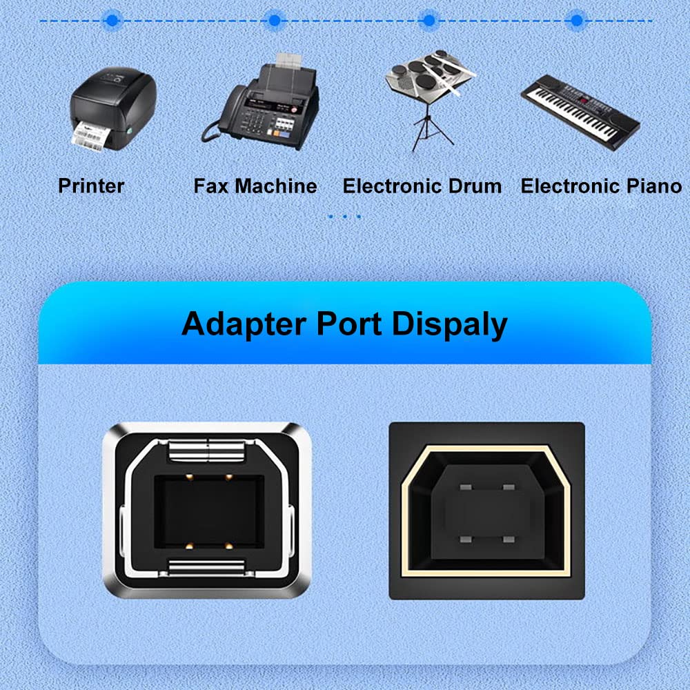 RAINSUNG Female USB C to USB B Printer Cable Adapter 2Pack, USB C to MIDI Cable Adapter for Printer Eectric Pianos Synthesizers USB Microphones Right…