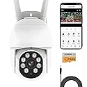 JCHENG 4MP Outdoor Security Camera Motion Tracking| PTZ and Night Vision | Remote Control | 32GB SD Card Included |Alexa and Google Home Compatible |