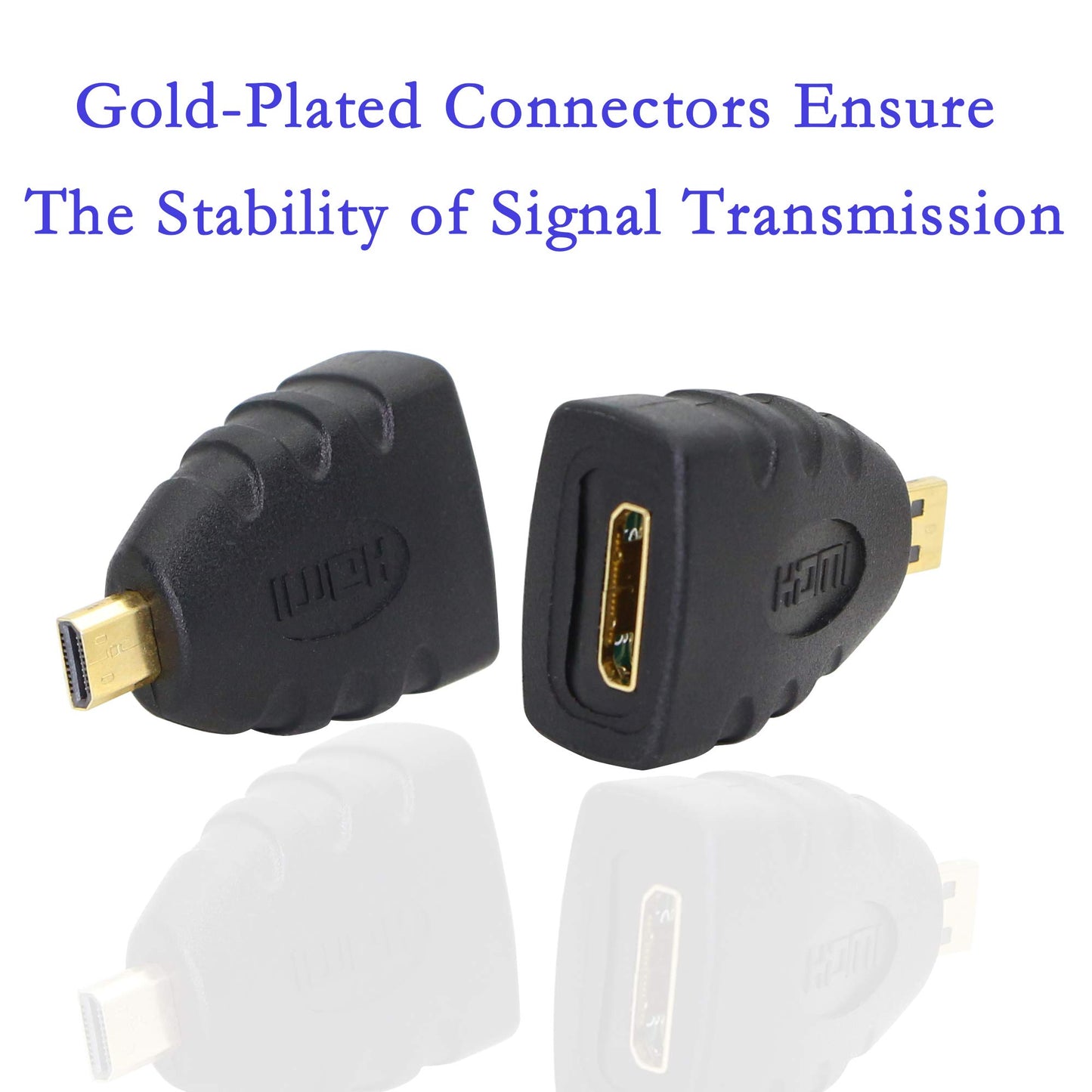 Micro HDMI to Mini HDMI Adapter Type D HDMI 1.4 Male to Type C HDMI 1.4 Female Extender Connector YOUCHENG for Smart Phone,Cameras?Tablet?2-Pack?