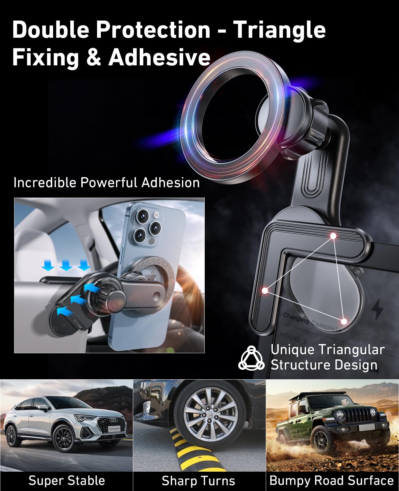 Tesla Phone Mount, [Strong Magnets & Super Stable ] Tesla Phone Holder Model 3/Y Accessories for Tesla Screen, for Magsafe Car Mount Can Be Adjusted