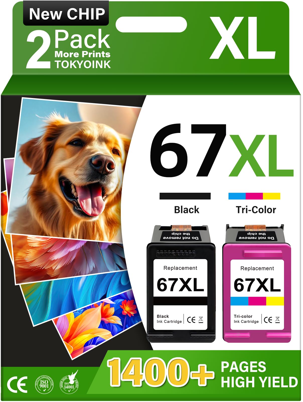 TOKYOINK 67XL Ink Cartridges Compatible for HP67 HP Ink 67 Black/Color Combo Pack for DeskJet 2855e 2827e 2800e 4255e 2755e 2700e 2852e 2700 4155e