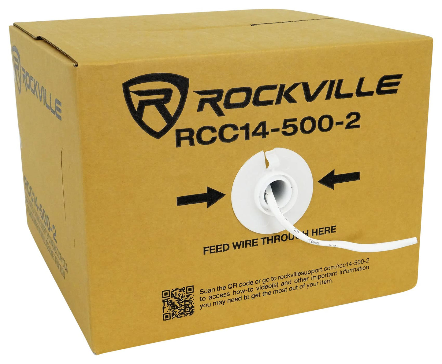 Rockville RCC14-500-2 14 AWG 500ft CCA Speaker Wire, CL2 Rated, in-Wall/Ceiling, 70V Compatible, Flexible Jacket, Easy Installation, for Home Theater