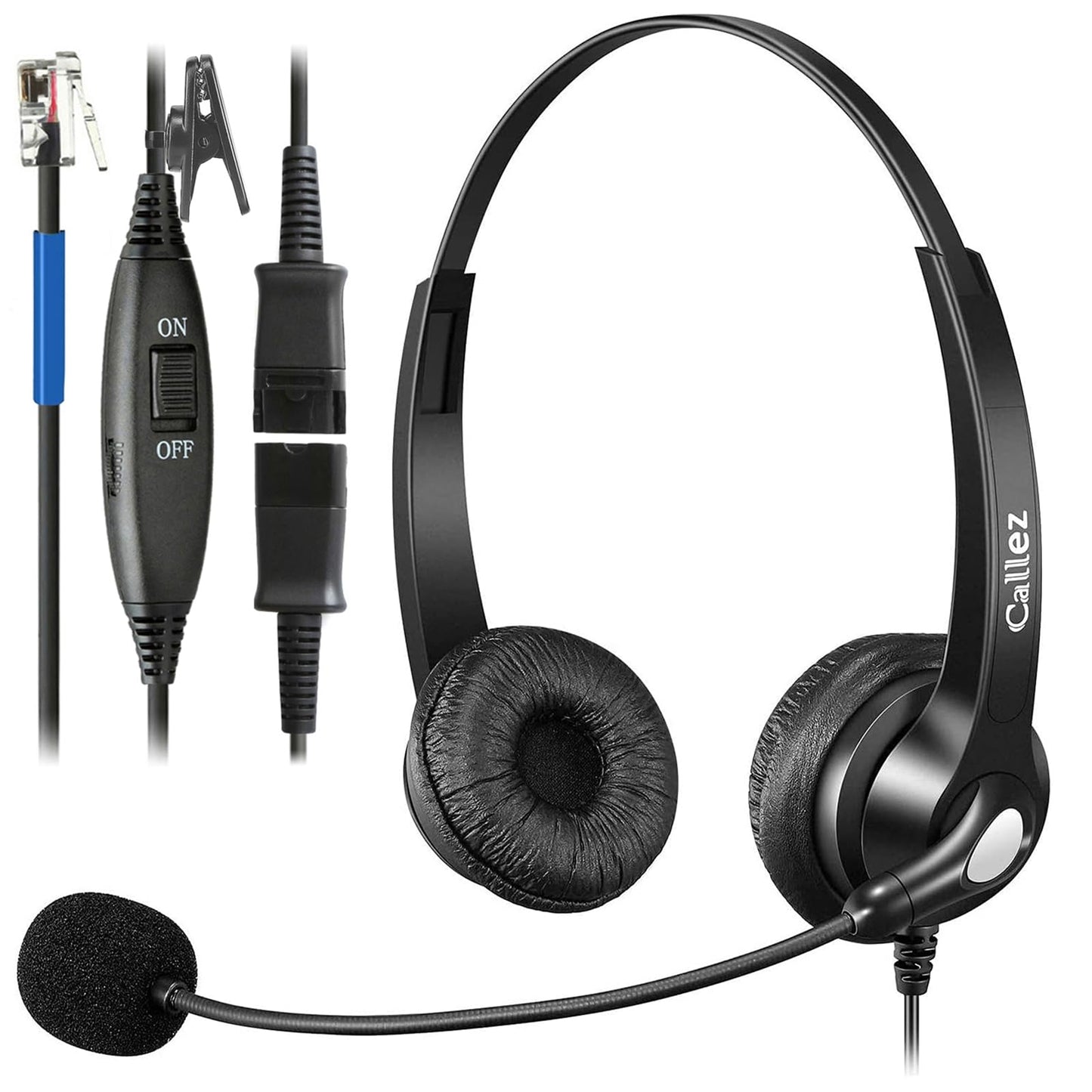 Callez RJ9 Phone Headset with Mic Noise Cancelling, Office Telephone Headset with Quick Disconnect Cord Compatible with Cisco IP Phones 7940 7941 7942