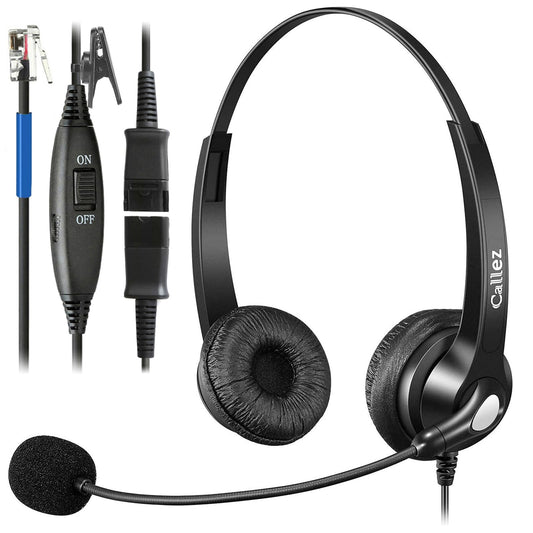 Callez RJ9 Phone Headset with Mic Noise Cancelling, Office Telephone Headset with Quick Disconnect Cord Compatible with Cisco IP Phones 7940 7941 7942
