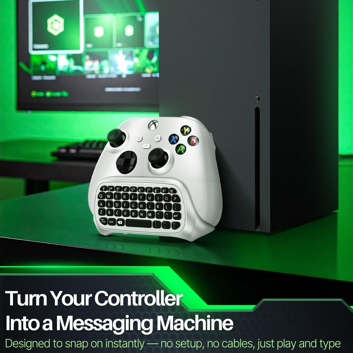 TNP Wireless Keypad Chatpad for Xbox One Controller S/X & Series S/X - 2.4GHz Mini Plug-and-Play with USB Receiver, 3.5mm Audio Jack, Message Text Pad