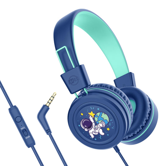 MEE audio KidJamz KJ55 Wired Children’s Headphones with 3.5mm Plug, Colorful Graphics, Volume Limiter & Microphone, Adjustable On-Ear Kids Headset