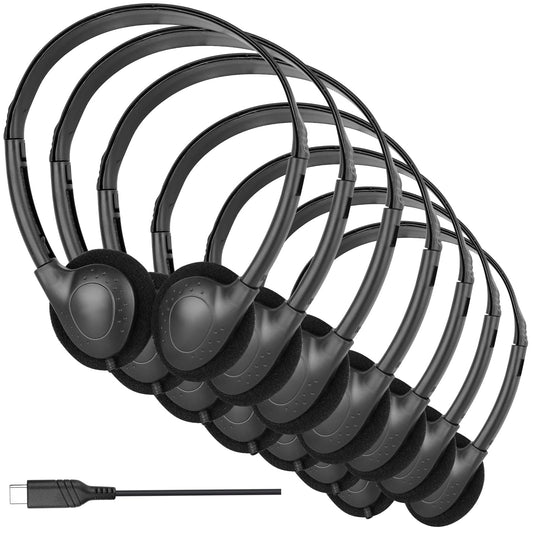 YFSFQS USB C Headphones Bulk 12 Pack for Classroom School Kids,USB Type C Headphones Class Set Compatible with Pad Smartphones (Black)