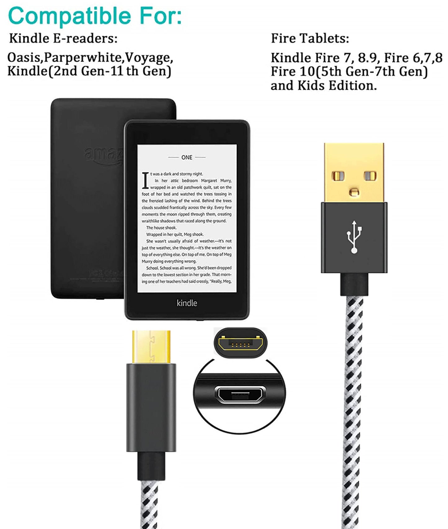 USB Cable for Fire Stick, Micro USB Power Cable for Amazon Fire Stick, Power up Your Fire Stick from Your TV's USB Port, Chromecast, Roku Stick, TiVo