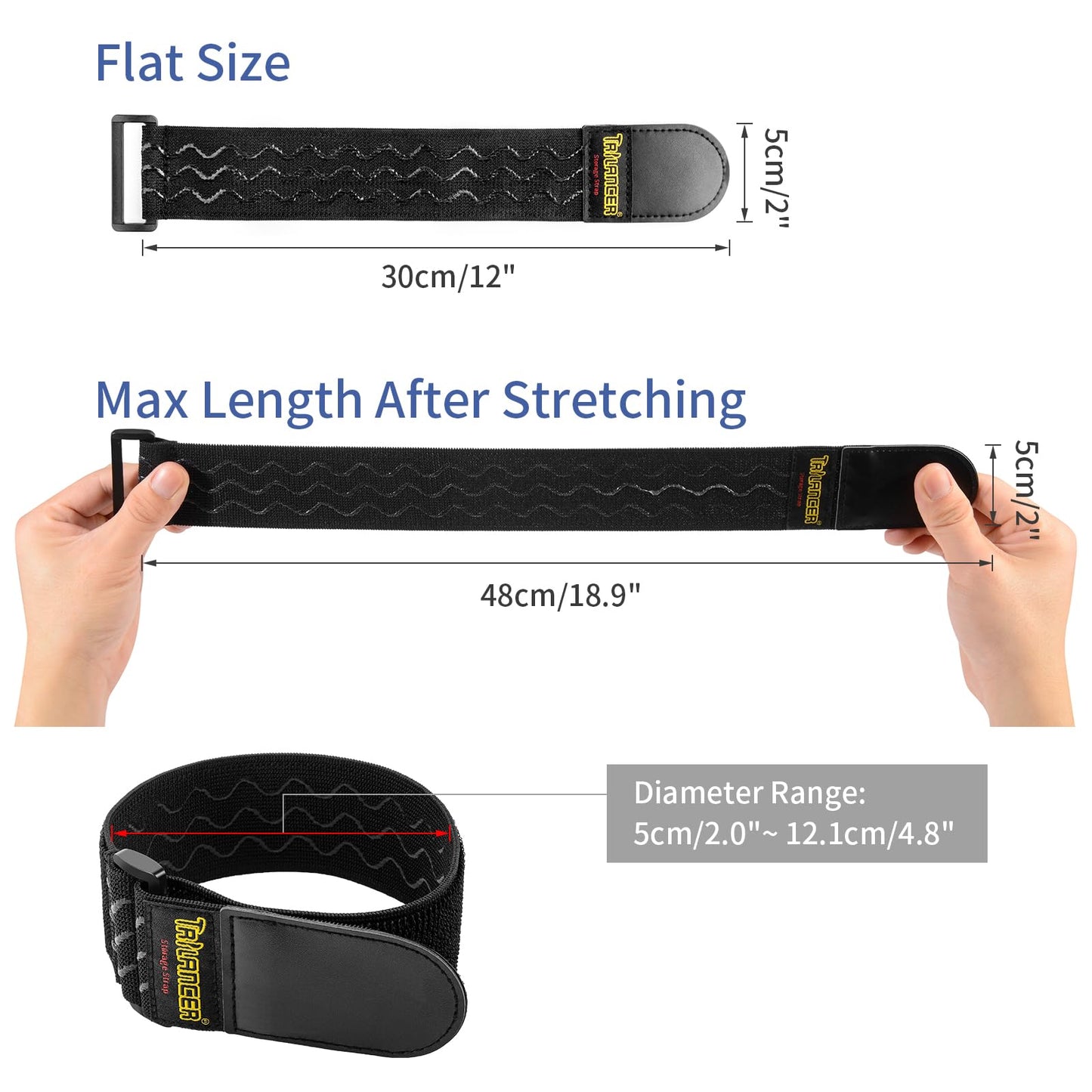 Trilancer Elastic Cinch Straps with Anti-Slip Strips, 12 "x 2"(8 Pack) Heavy Duty Multipurpose Hook and Loop Straps for Extension Cords, Cables