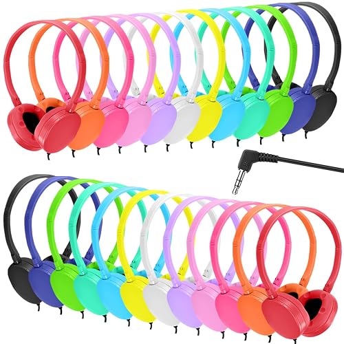 XOSDA 25 Pack Bulk Headphones Classroom for School Kids Students Teen Boys Girls Children Baby Toddler and Adult (Multi Colored)