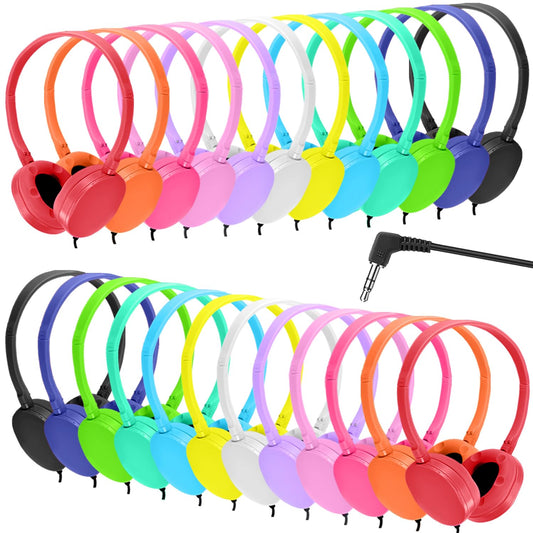 XOSDA 25 Pack Bulk Headphones Classroom for School Kids Students Teen Boys Girls Children Baby Toddler and Adult (Multi Colored)