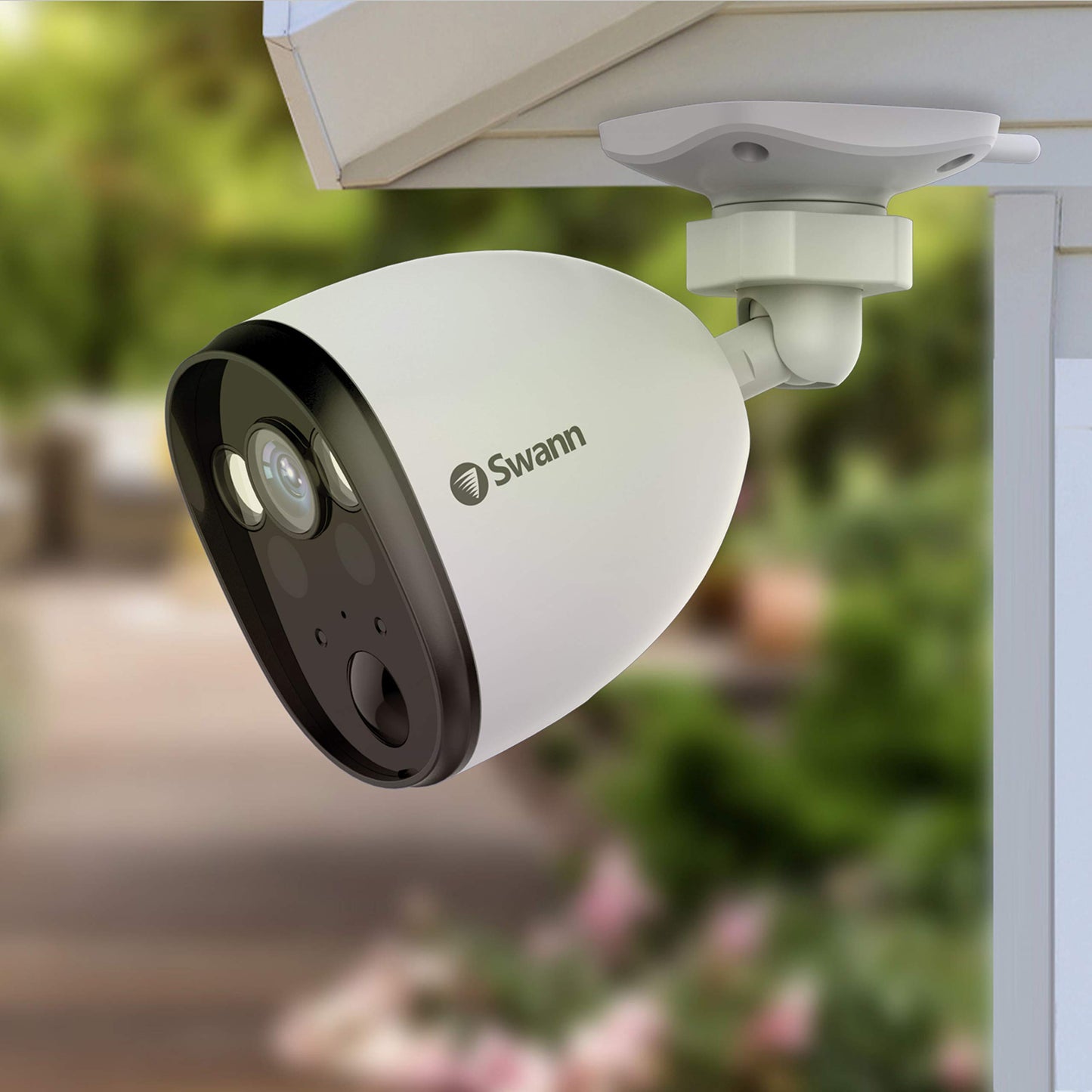 Swann Outdoor Home Security Camera, Spotlight, Weatherproof, Color Night Vision, Heat & Motion Sensor Light, 2-Way Talk and Siren, SWIFI-SPOTCAM-GL