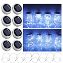 Solar Mason Jar Lid String Lights, 8 Pack 20 Led String Fairy Star Firefly Jar Lids Lights with 8 Hangers Included (Jars Not Included), for Mason Jar
