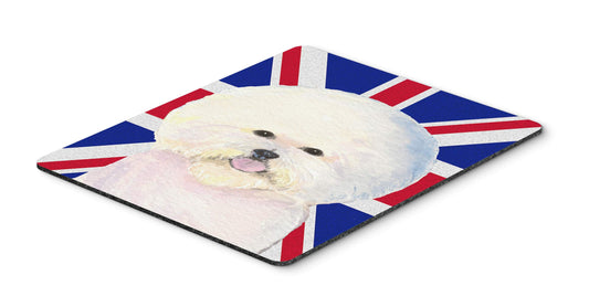 Caroline's Treasures SS4968MP Bichon Frise with English Union Jack British Flag Mouse Pad, Hot Pad or Trivet, Large, Multicolor