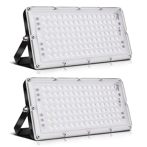Viugreum 100W Flood Lights Outdoor, 8000LM Super Bright LED Work Light, 3000K Warm White LED Flood Light Outdoor, IP65 Waterproof Security Lights