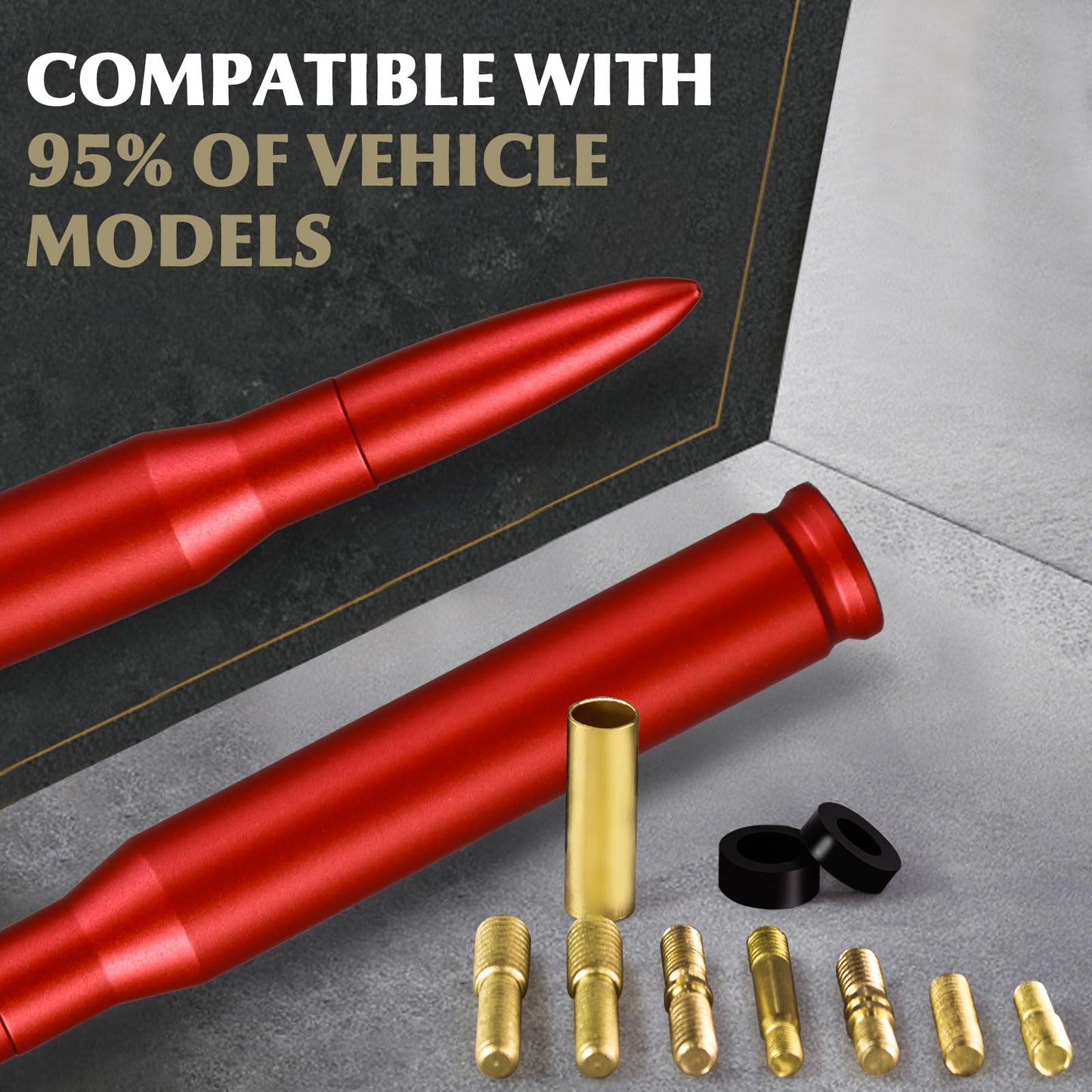 7.8in Red Car Truck Antenna Bullet Antenna Truck Accessories Silverado 1500 Ford F150 Dodge Ram 1500 GMC Sierra 1500 Ranger Short Replacement Antena