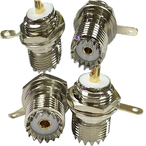 LYLGO (4-Pack) UHF Female SO239 Socket Bulkhead Welding Panel Mounting Straight Socket with Nut Bulkhead Handle Welding Post Connector RF